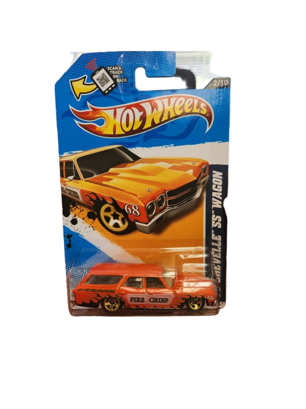 Hot Wheels 1970 Chevelle SS Wagon Orange Fire Chief 1/64 - Picture 1 of 7